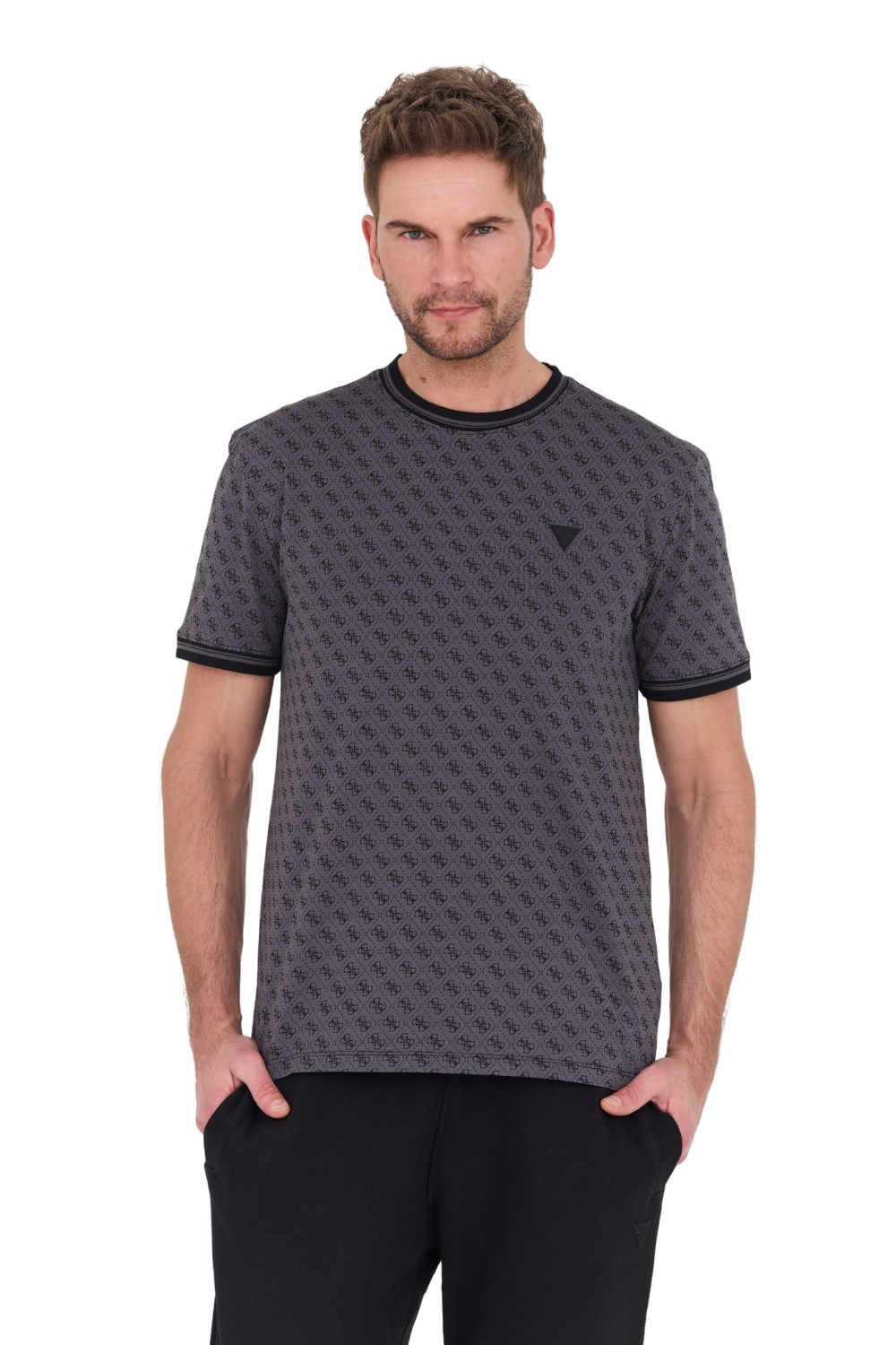 GUESS Tricou negru Marshall pentru bărbați