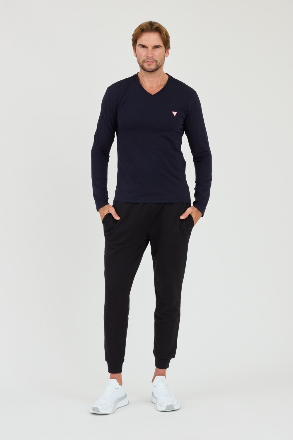 GUESS Granatowy męski longsleeve Core Tee