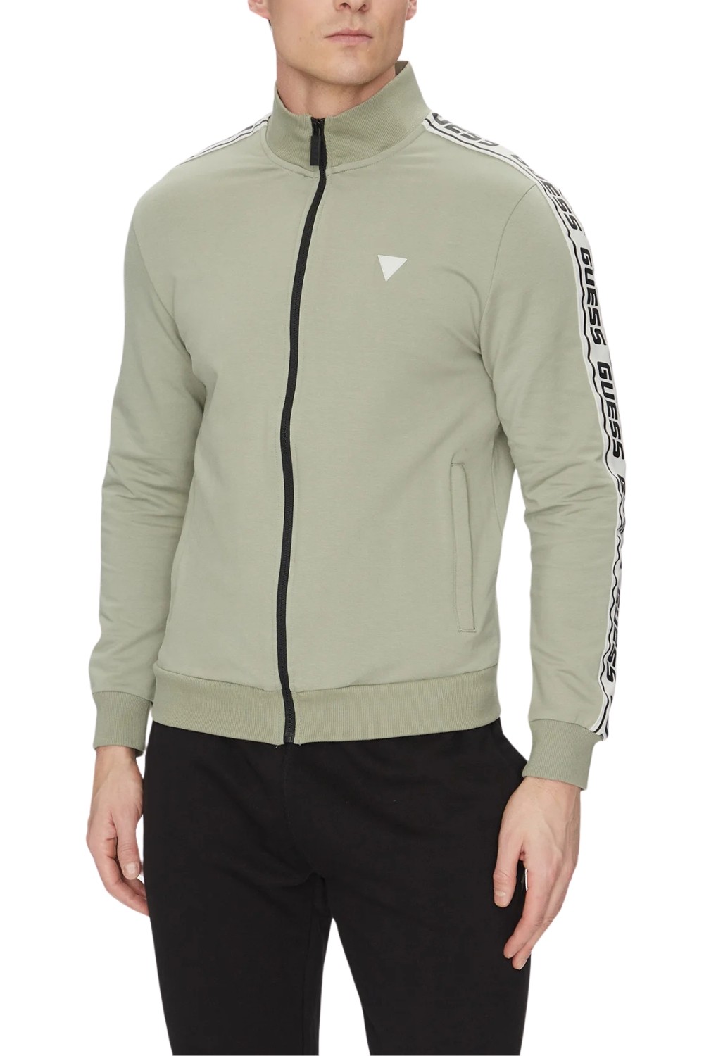 Чоловічий світшот GUESS Зелений з лампасами New Arlo