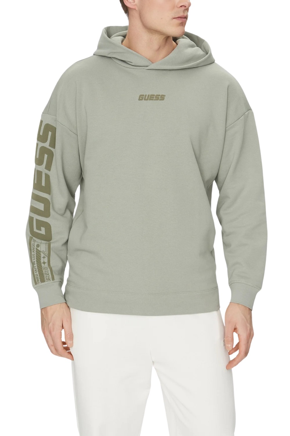 GUESS Zielona bluza męska Dalim Over z kapturem