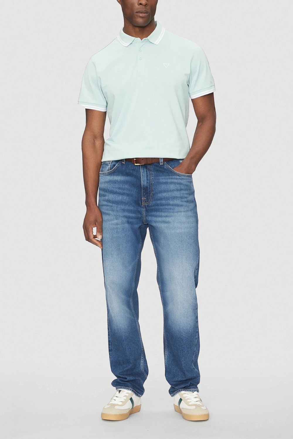 GUESS Zielone męskie polo Pique