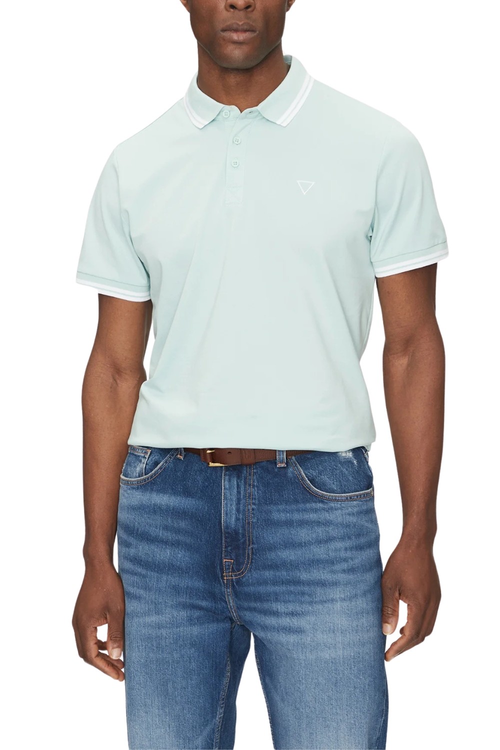 GUESS Zielone męskie polo Pique