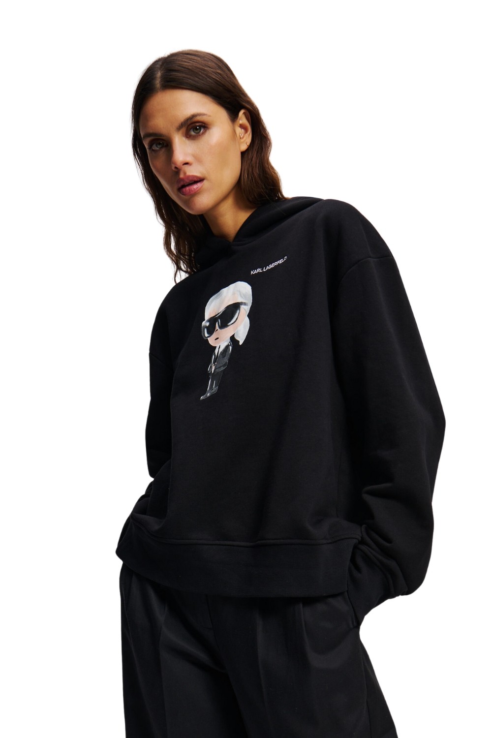 KARL LAGERFELD Hanorac negru pentru femei Ikon Aquarelle K