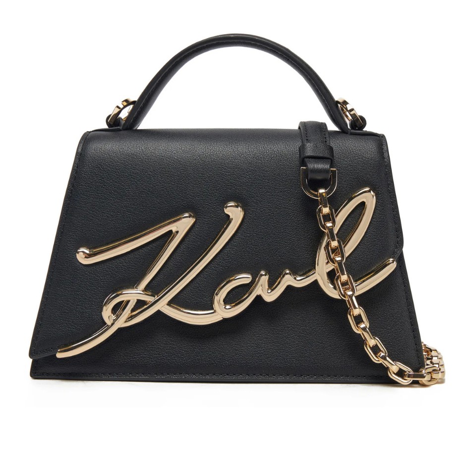 KARL LAGERFELD Czarna mała skórzana torebka K/signature 2.0