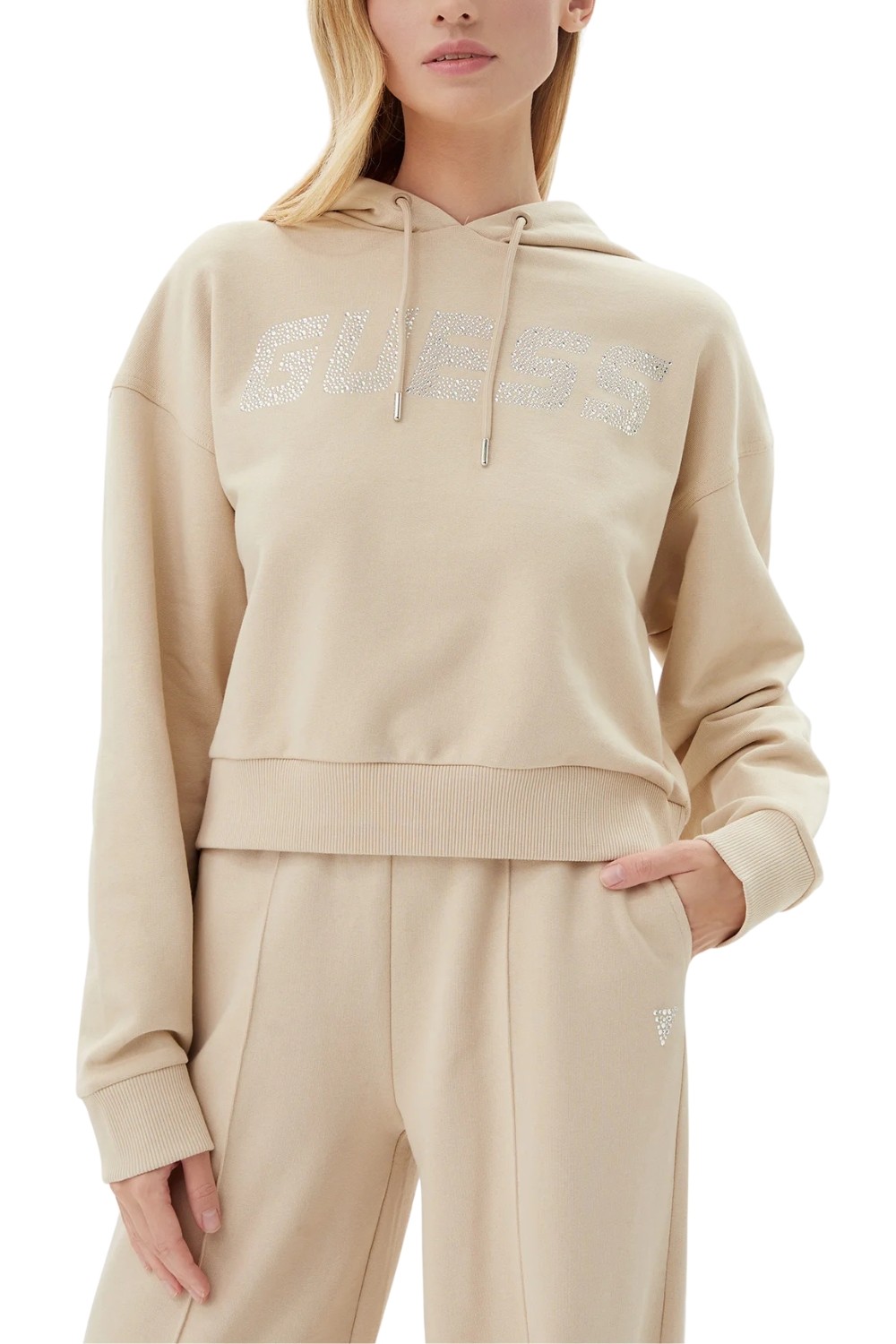 GUESS Beige women's sweatshirt with zirconia Primula