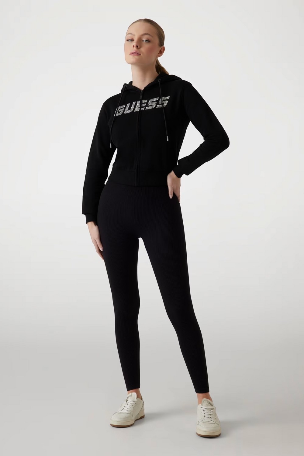 GUESS Black women's sweatshirt with zirconia Primula