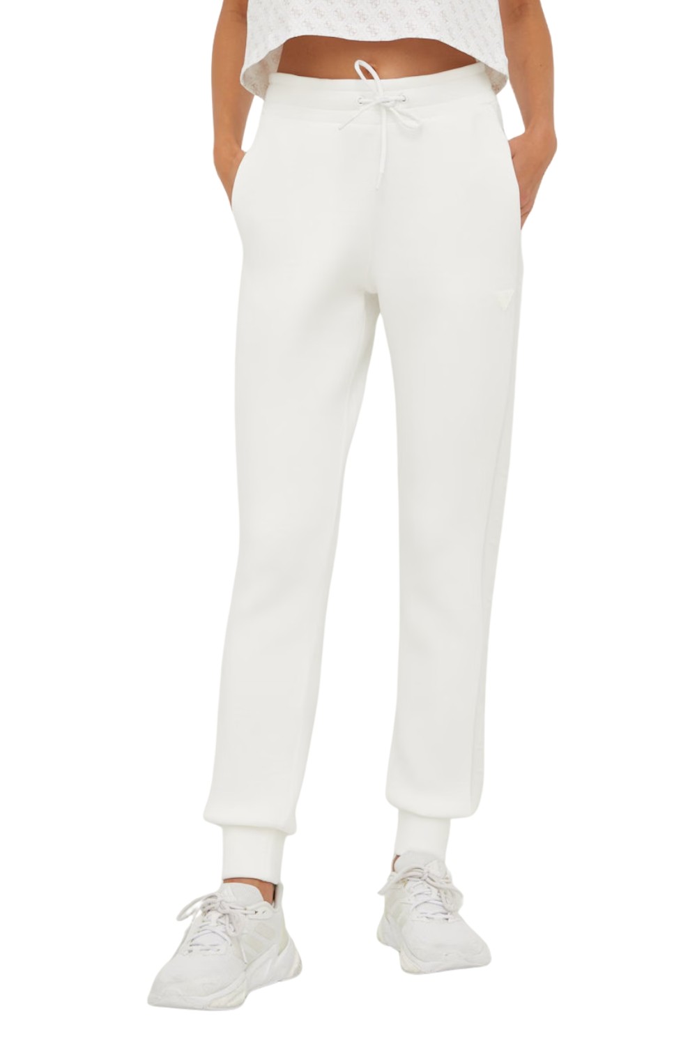 GUESS Beżowe spodnie dresowe damskie Allie Scuba