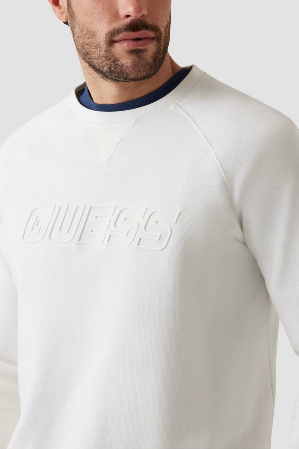 GUESS Biała męska bluza New Aldwin