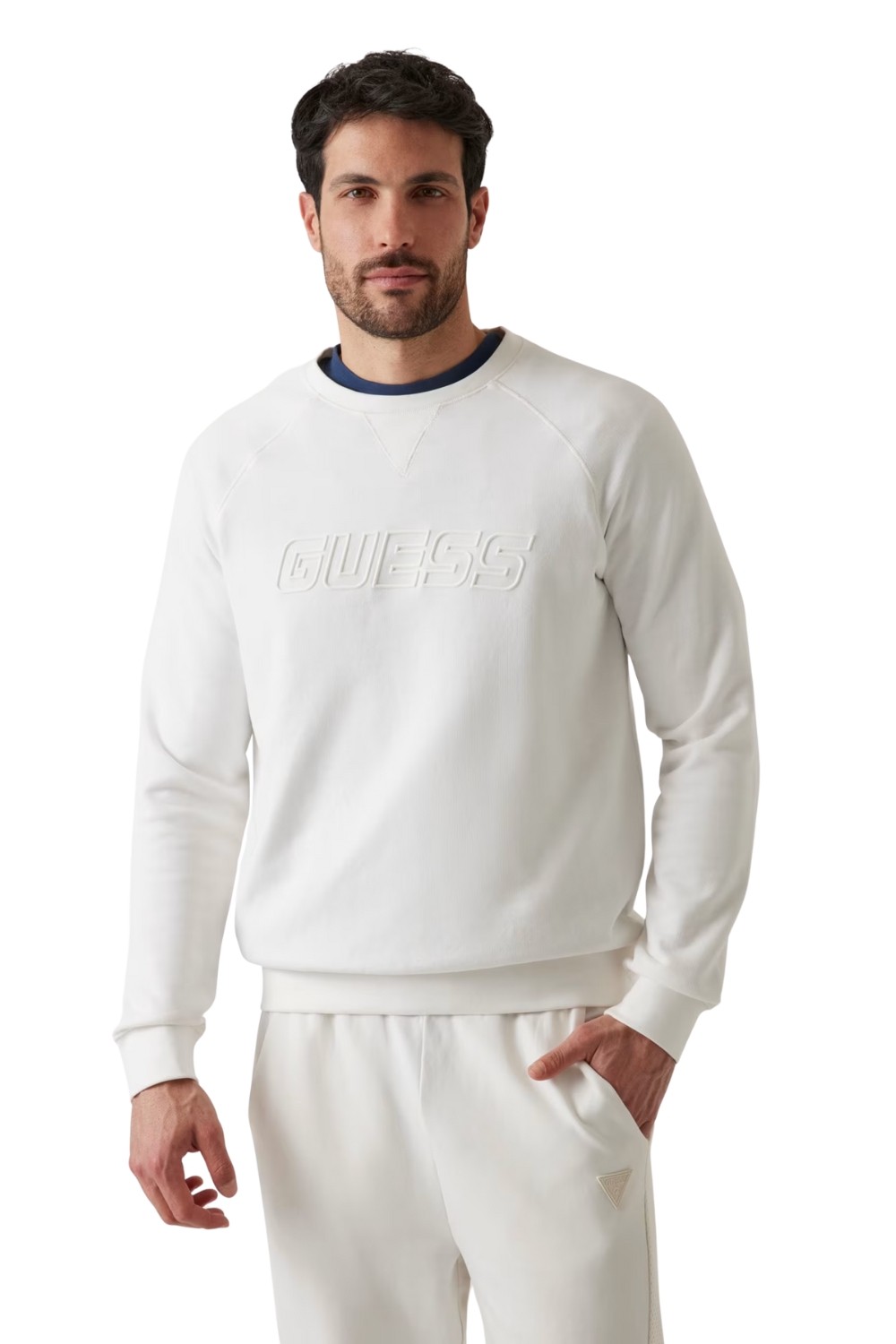 GUESS Biała męska bluza New Aldwin