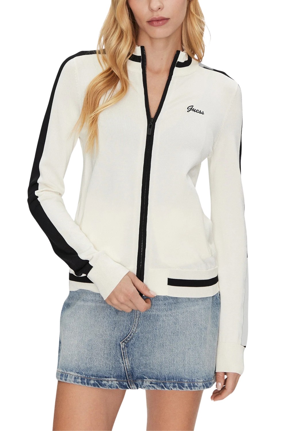 Hanorac cu fermoar complet pentru femei GUESS Beige