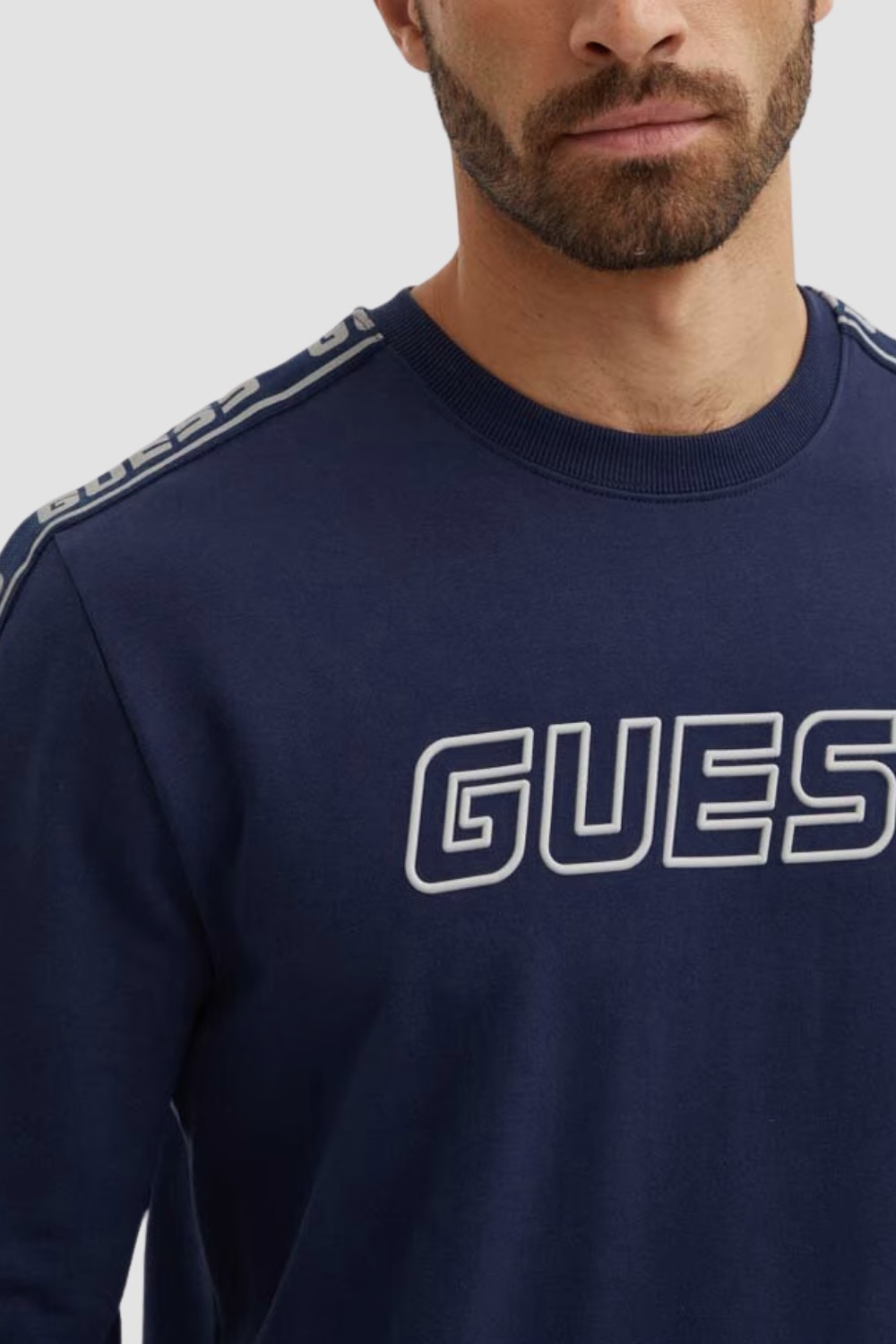 GUESS Granatowa męska bluza z lampasami Arlo Cn