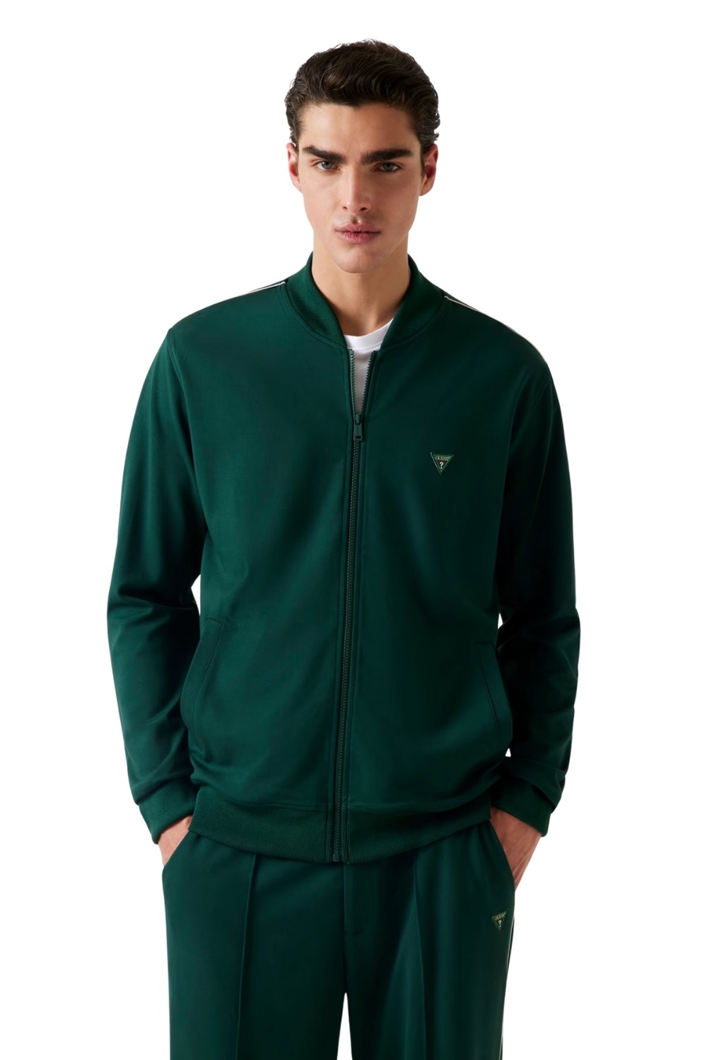 GUESS Zielona męska bluza rozpinana Truck Interlock