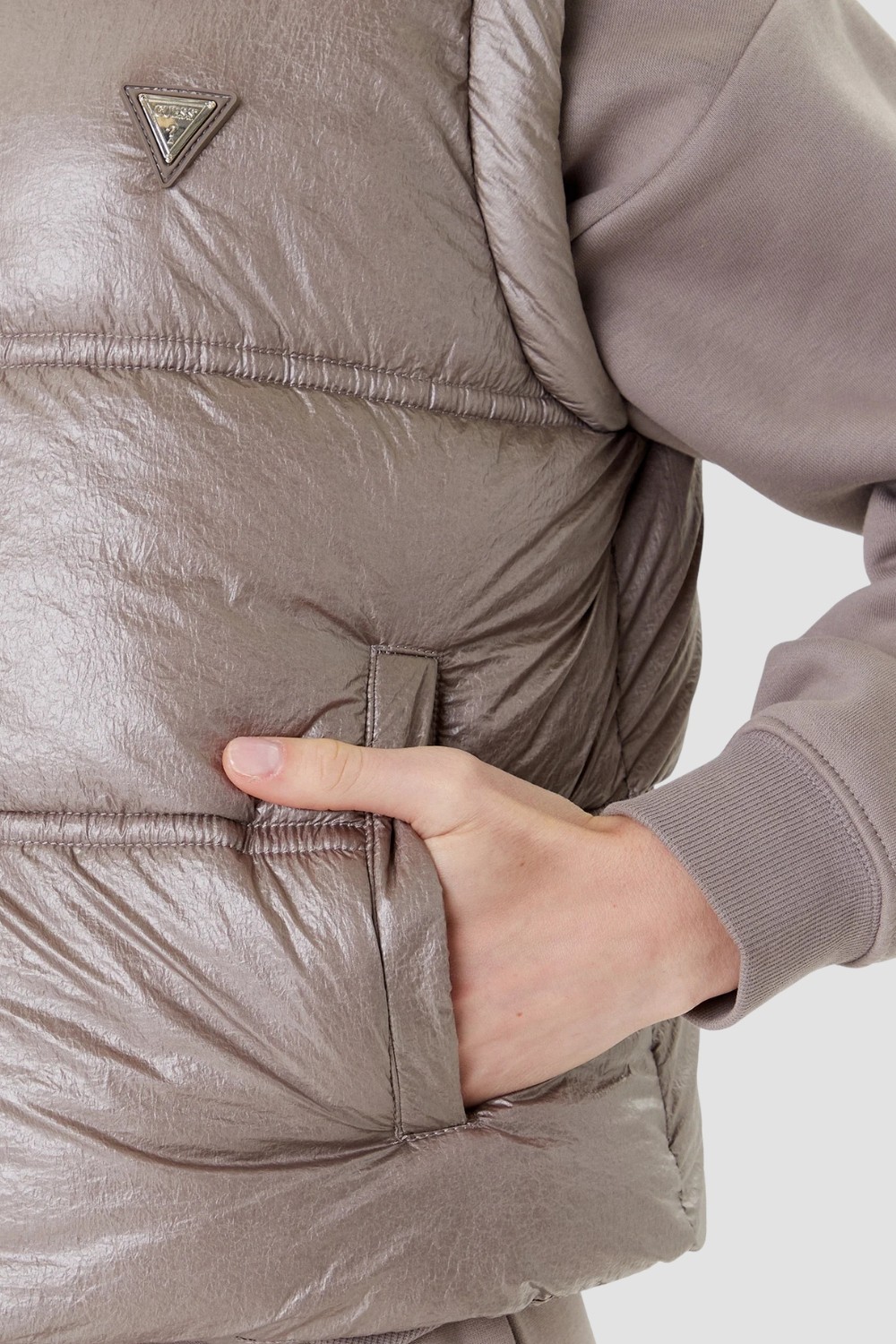 GUESS Beżowa damska kamizelka Padded Vest