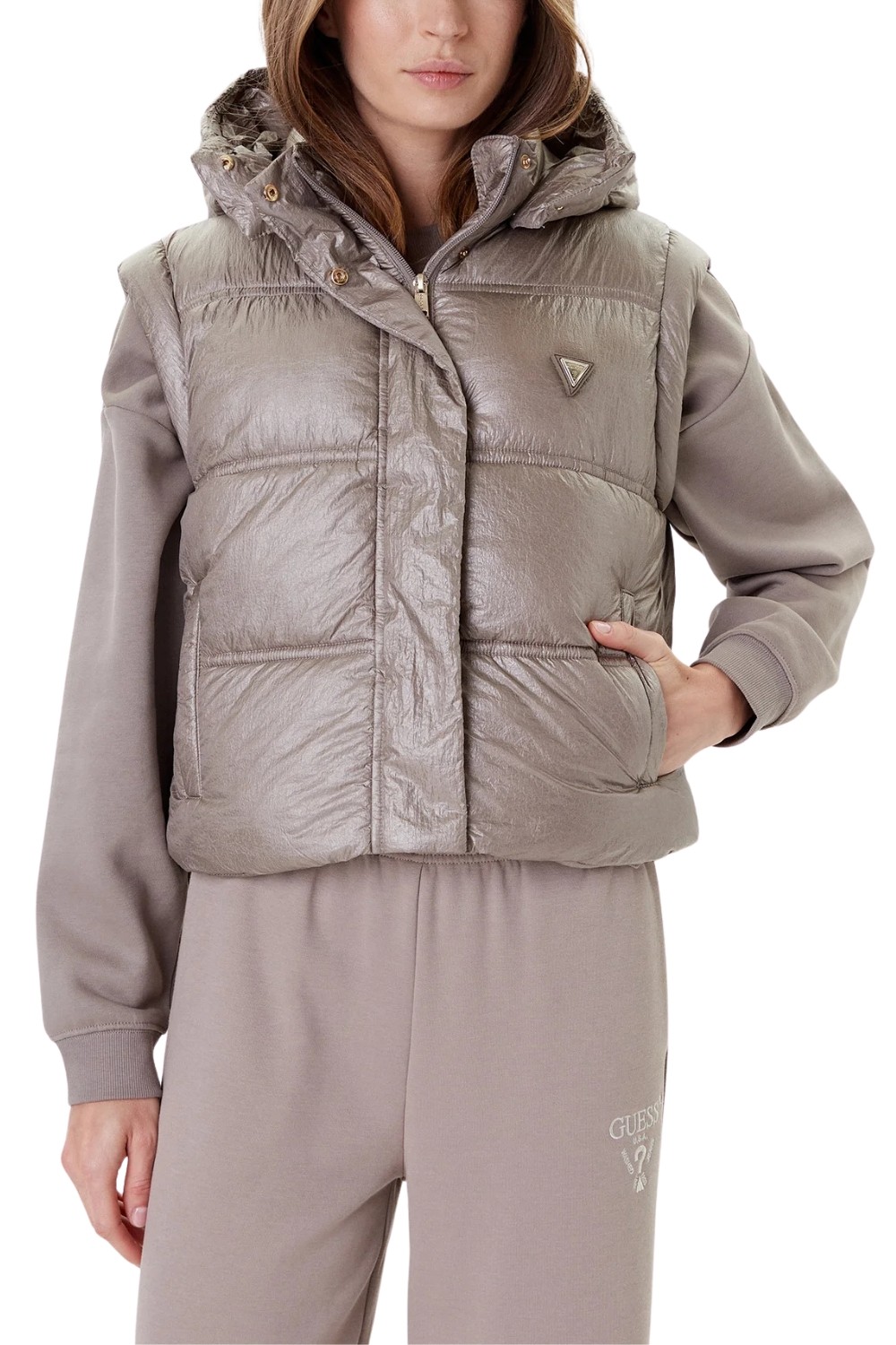 GUESS Beżowa damska kamizelka Padded Vest