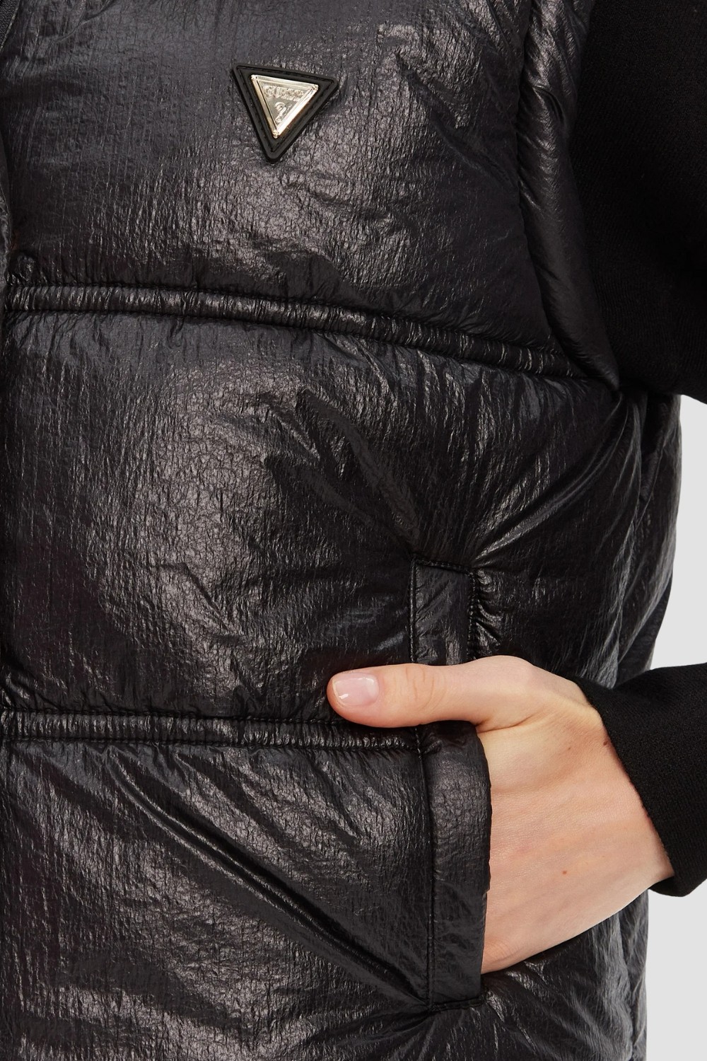 GUESS Vestă căptușită neagră pentru femei