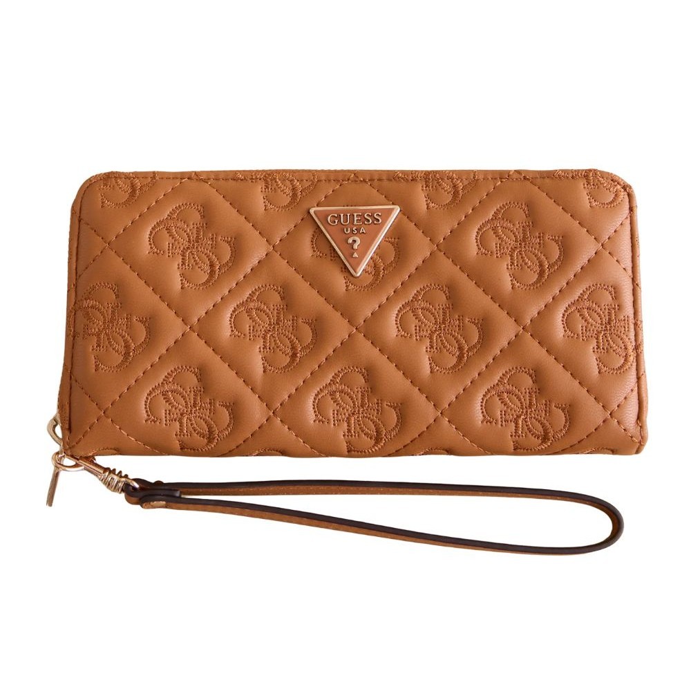 GUESS Brązowy duży portfel damski Adelasia