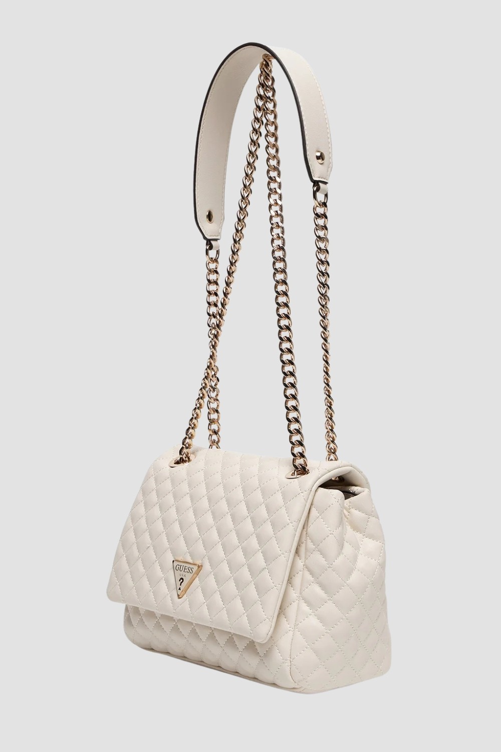 Geantă de ambreiaj convertibilă Everlee albă pentru femei GUESS 