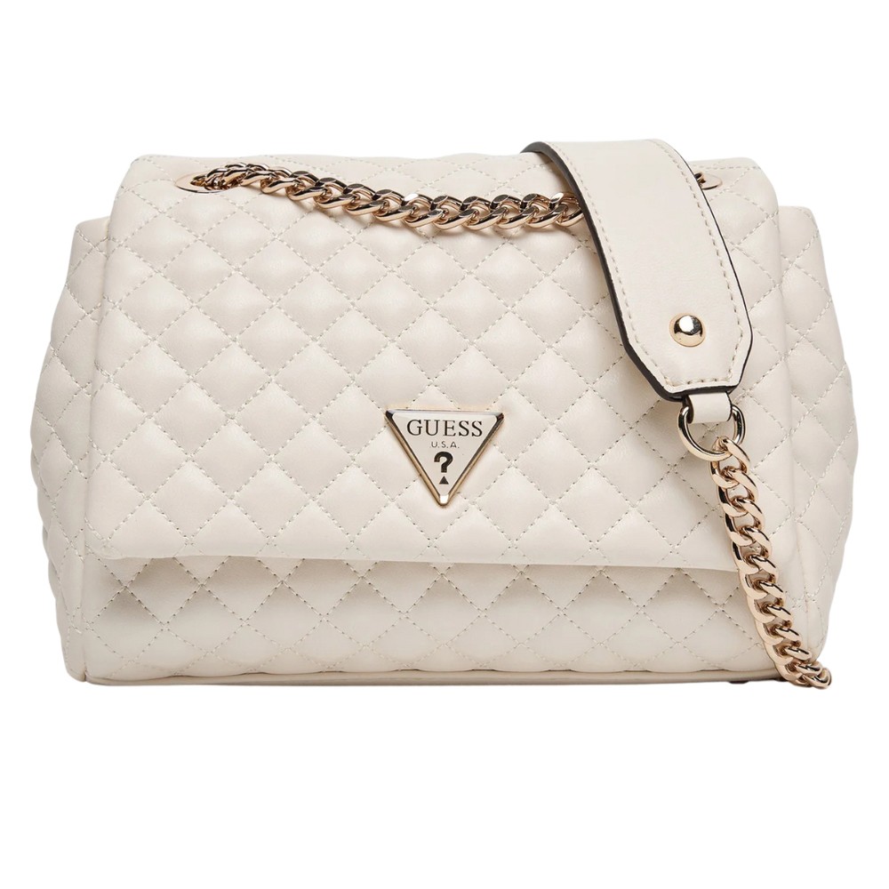 Geantă de ambreiaj convertibilă Everlee albă pentru femei GUESS 