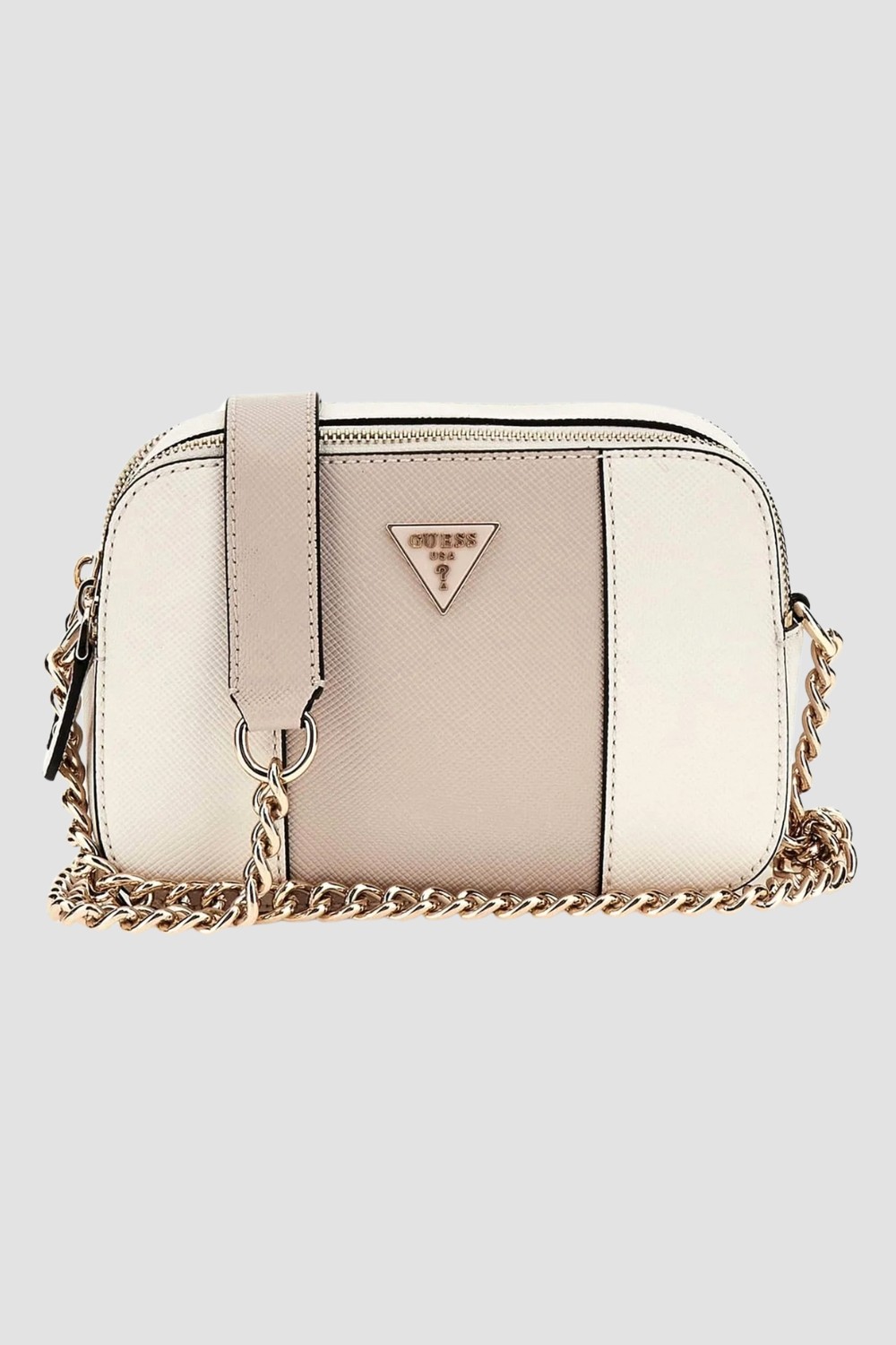 GUESS Biało-beżowa kopertówka damska Noelle II