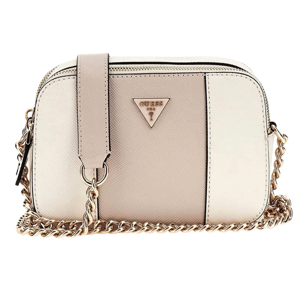 GUESS Biało-beżowa kopertówka damska Noelle II