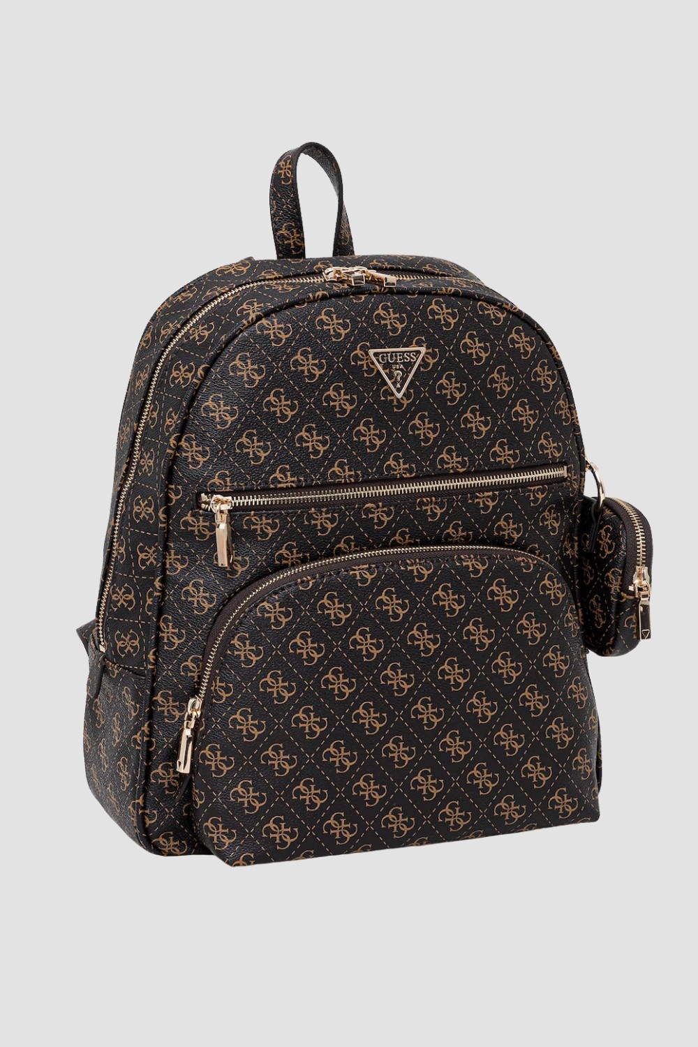 GUESS Brązowy damski logowany plecak Power Play II