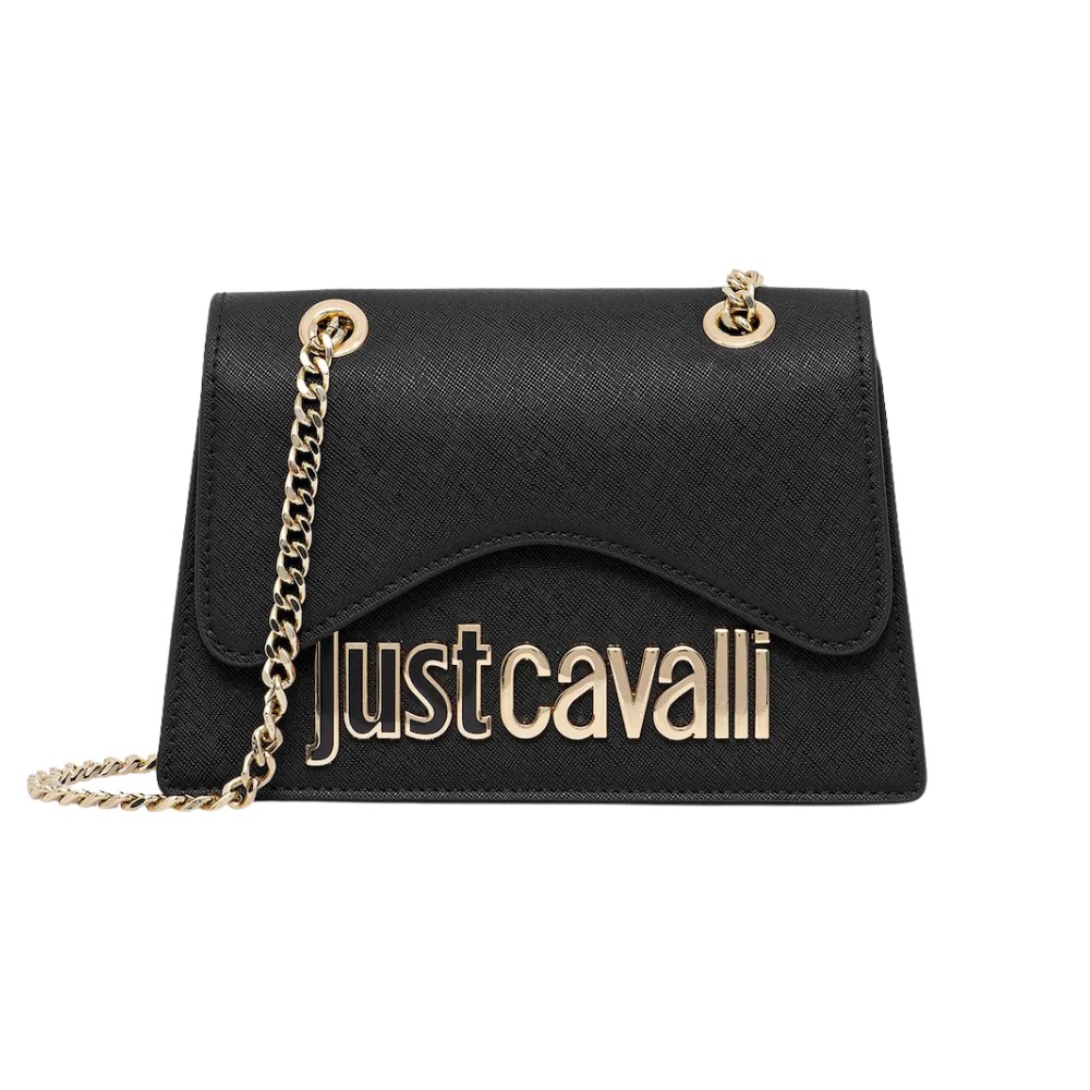 JUST CAVALLI Czarna mini torebka damska Metal Lettering Style 7