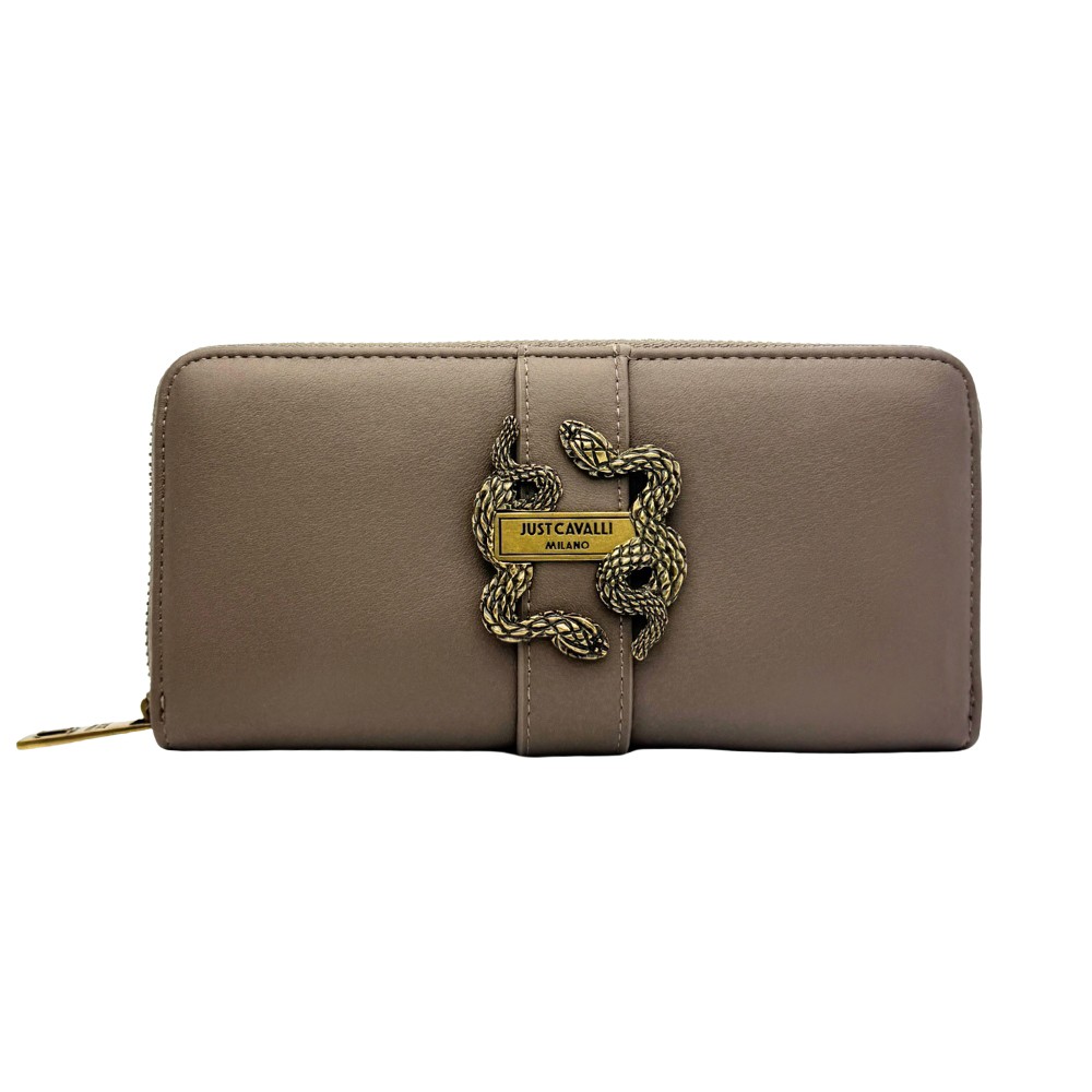 JUST CAVALLI Damski portfel w kolorze taupe Iconic Snakes - Style 15