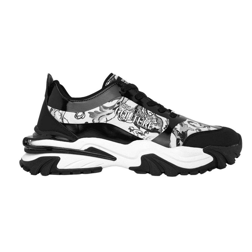 VERSACE JEANS COUTURE Czarno-białe sneakersy męskie Fondo New Trail Trek Dis. 10
