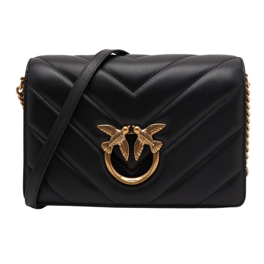 PINKO Geantă de ambreiaj neagră Love Click Classic AW25