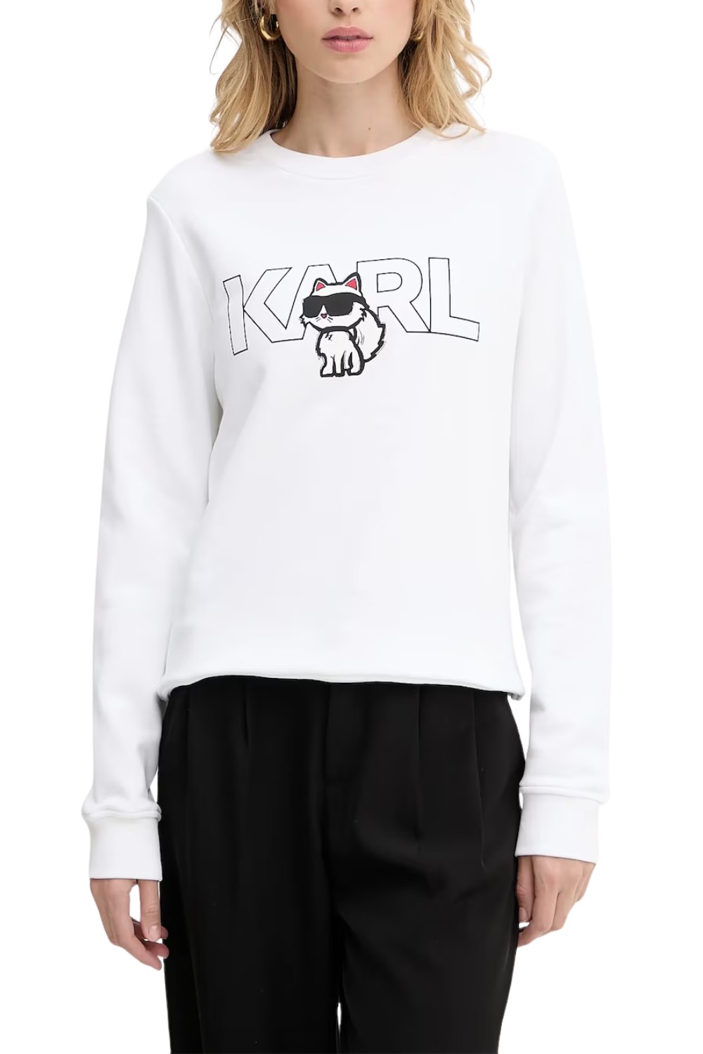 KARL LAGERFELD White women's Ikon printed sweatshirt