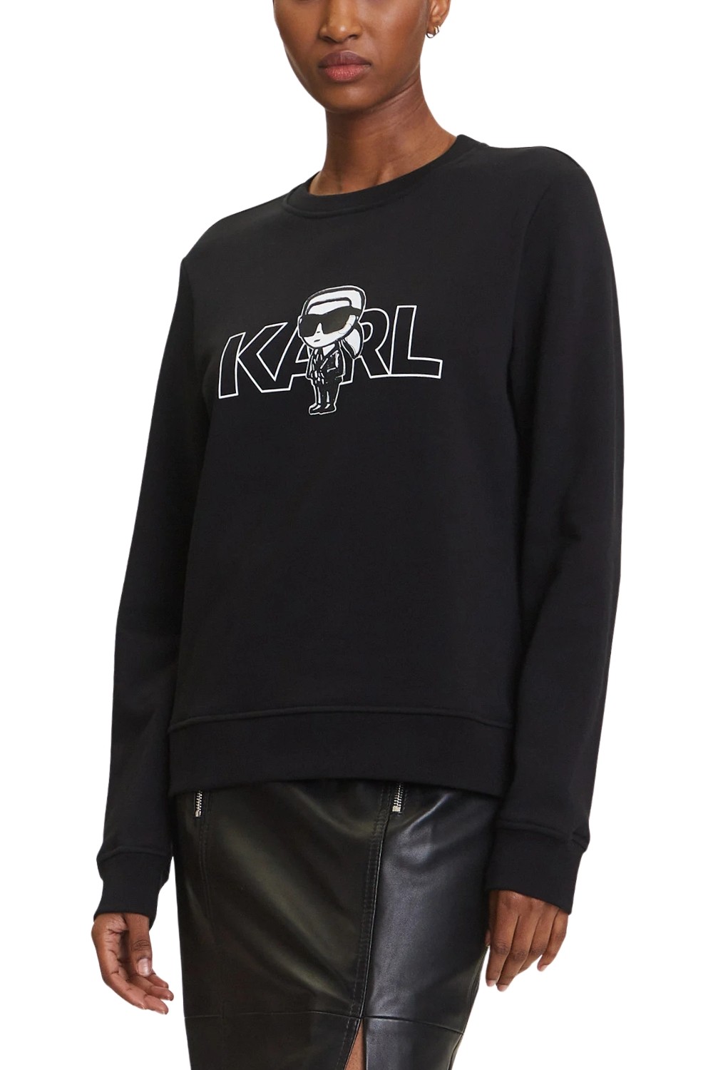 KARL LAGERFELD Czarna bluza damska Ikon z nadrukiem