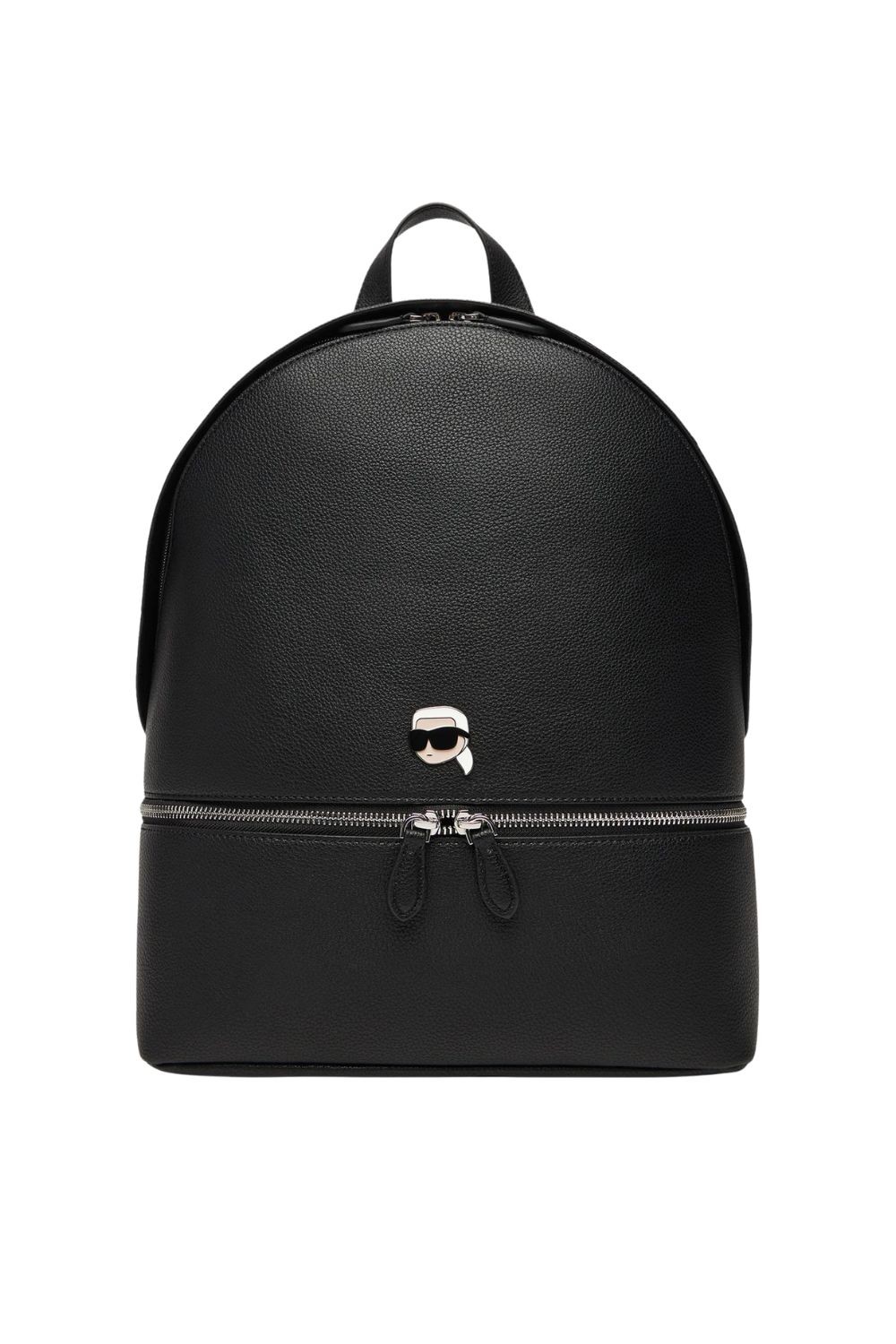 KARL LAGERFELD Czarny męski plecak skórzany Ikon Grainy