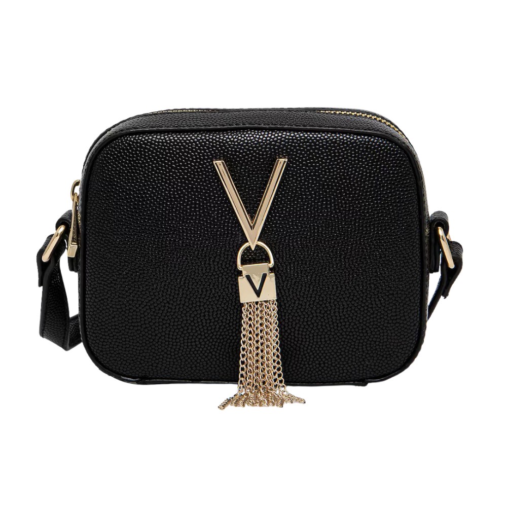 VALENTINO Czarna torebka ze złotymi okuciami Divina Camera Bag