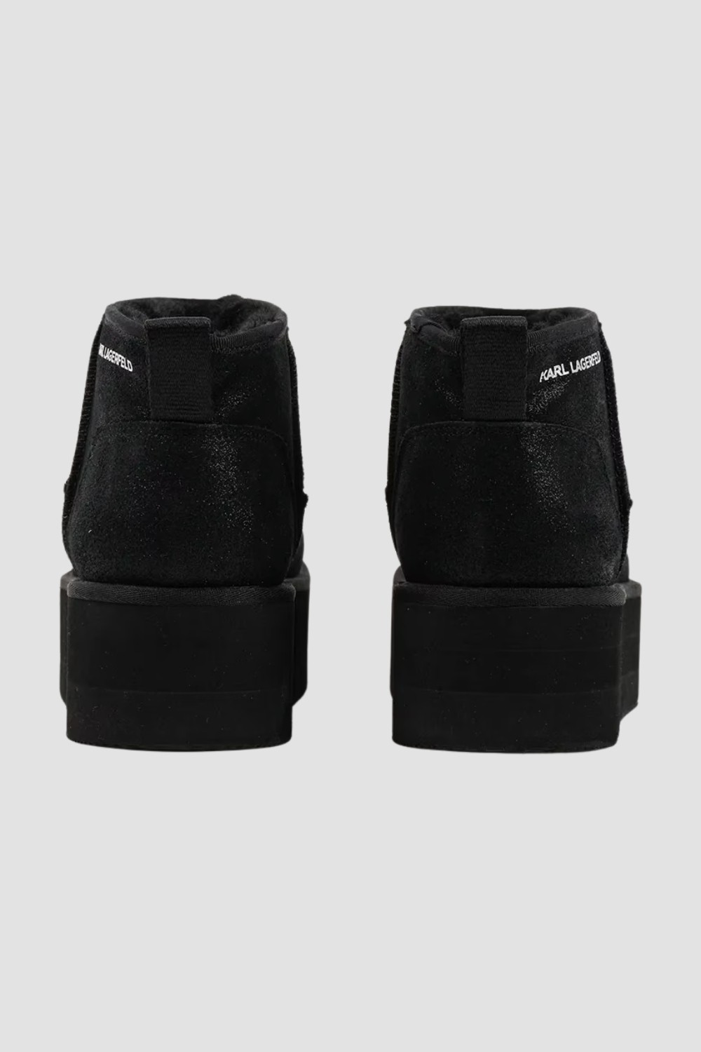 KARL LAGERFELD Czarne botki zamszowe THERMO Lo Slip On Boot