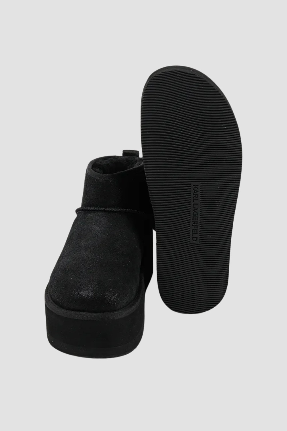 KARL LAGERFELD Czarne botki zamszowe THERMO Lo Slip On Boot