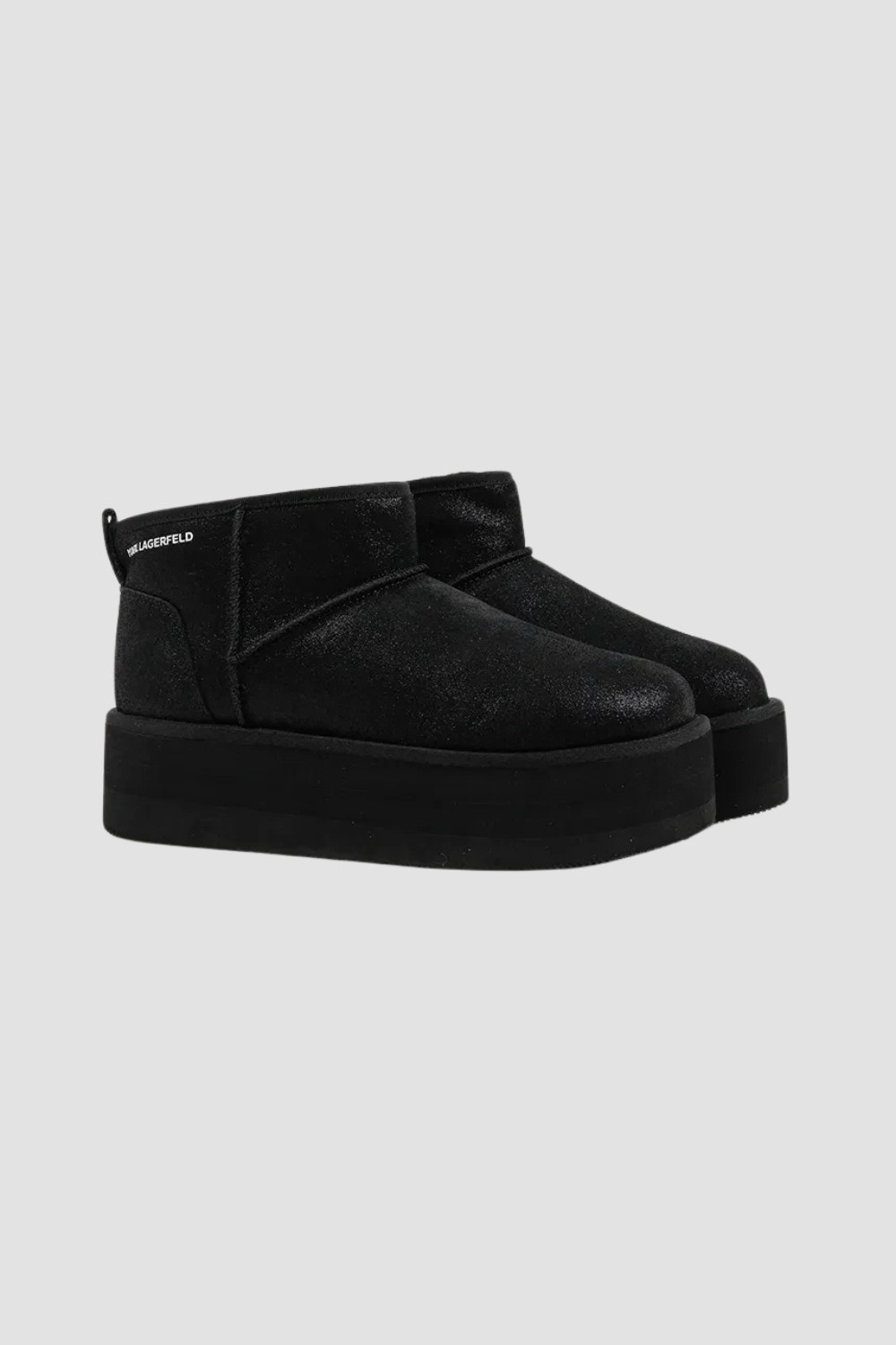KARL LAGERFELD Czarne botki zamszowe THERMO Lo Slip On Boot