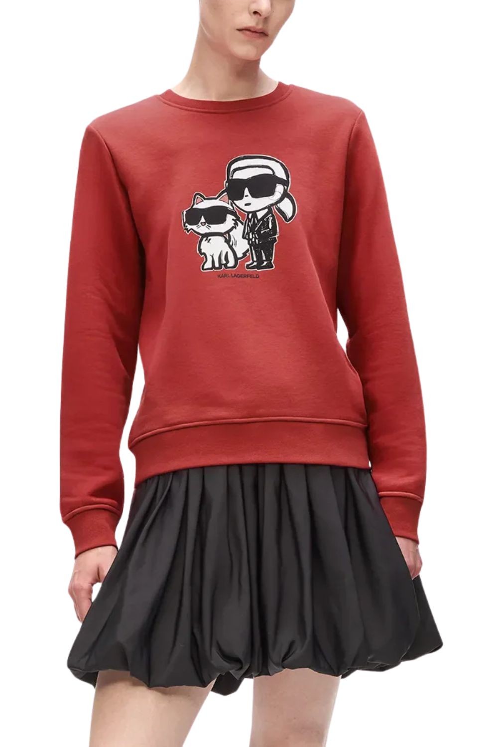 KARL LAGERFELD Czerwona damska bluza Ikon Sketch Duo