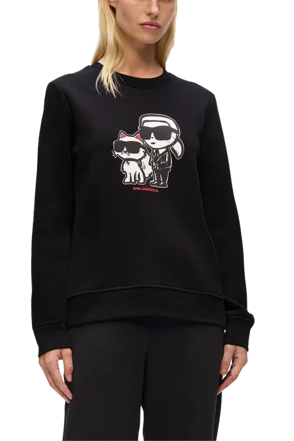 KARL LAGERFELD Black Women's Ikon Sketch Duo Sweatshirt
