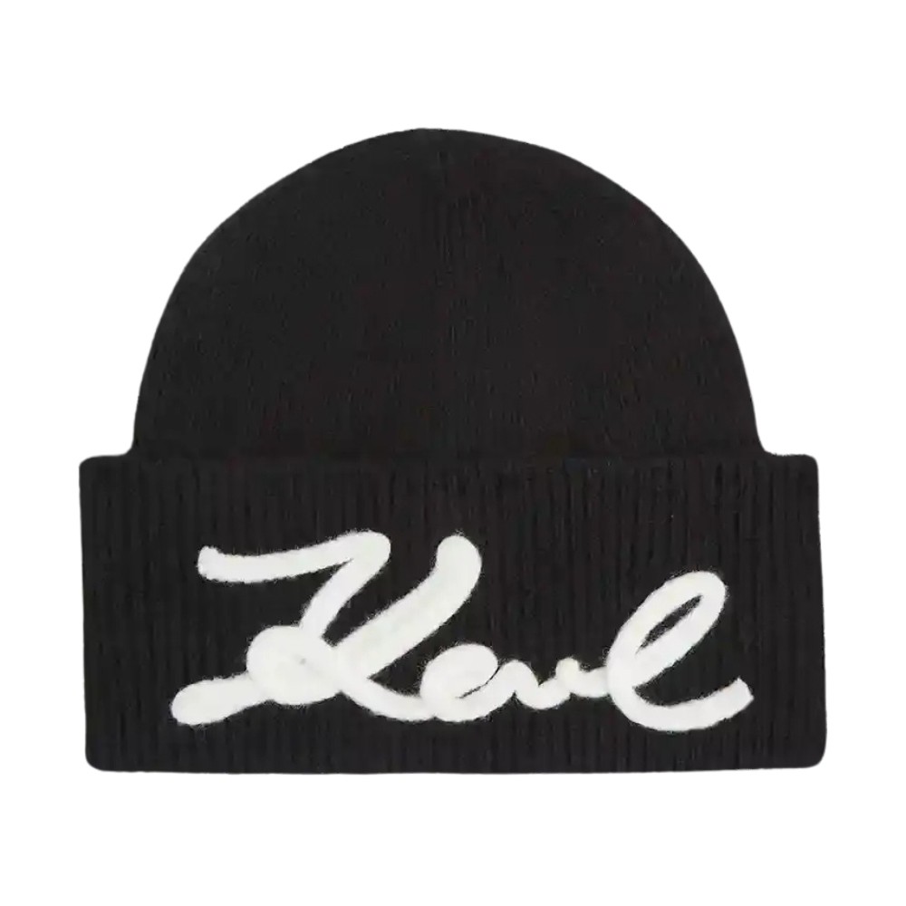 KARL LAGERFELD Beretă neagră din amestec de lână pentru femei