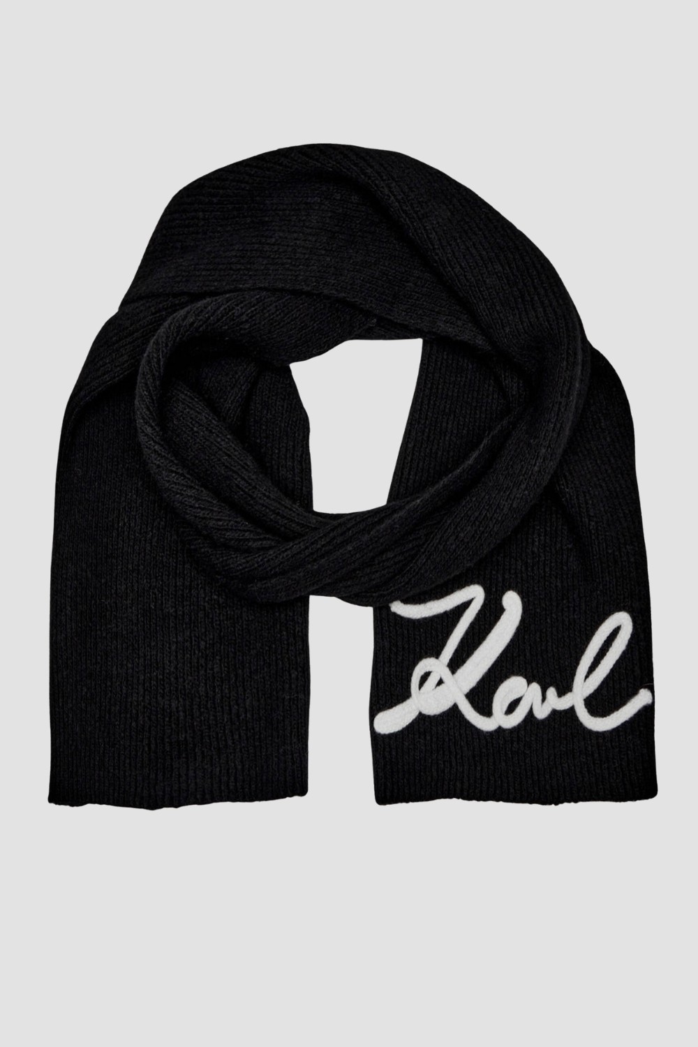 Жіночий чорний шарф з вовни з логотипом KARL LAGERFELD 