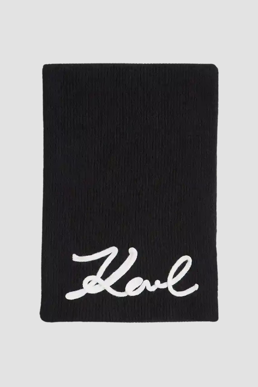 Жіночий чорний шарф з вовни з логотипом KARL LAGERFELD 