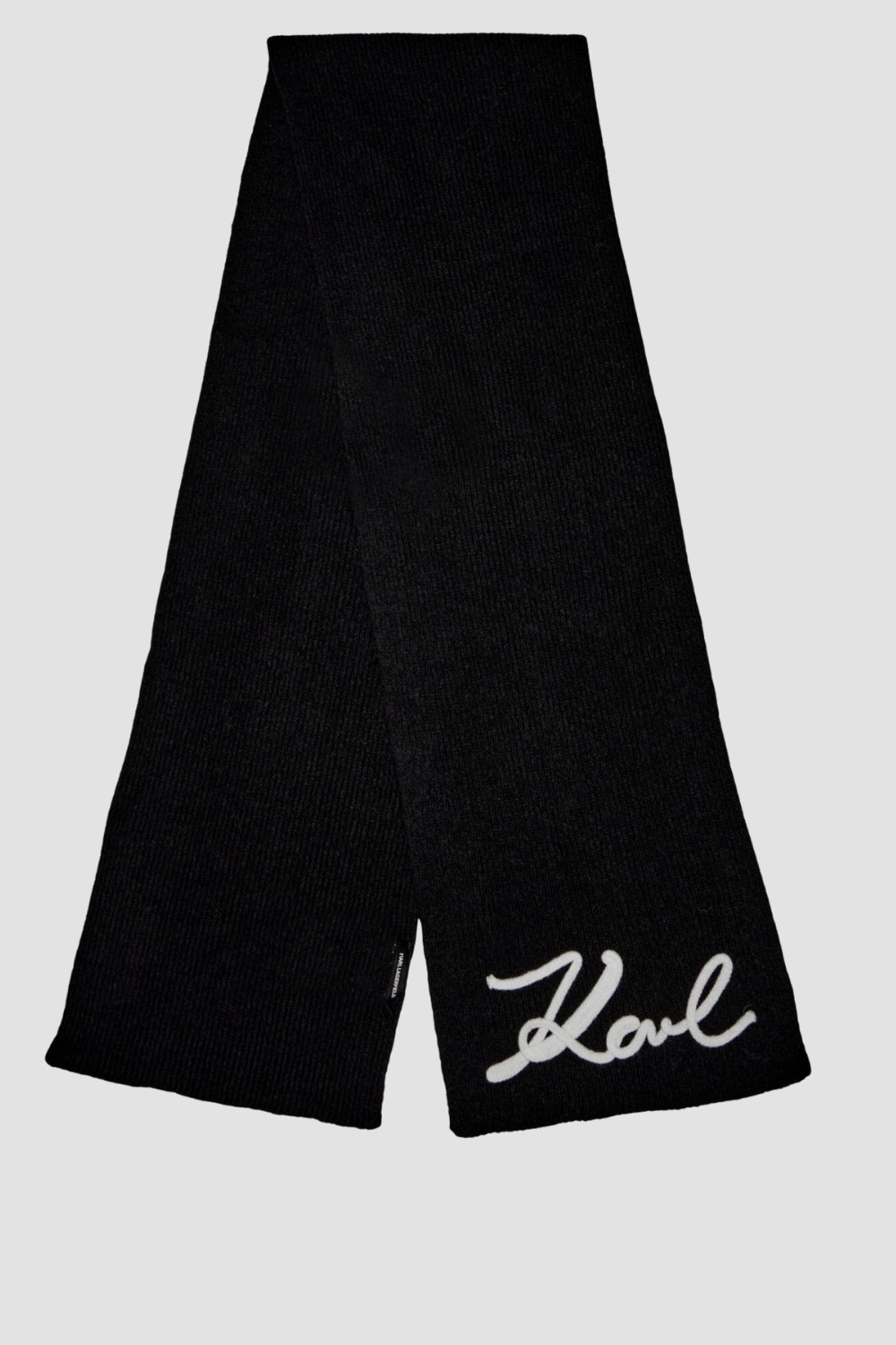 Жіночий чорний шарф з вовни з логотипом KARL LAGERFELD 