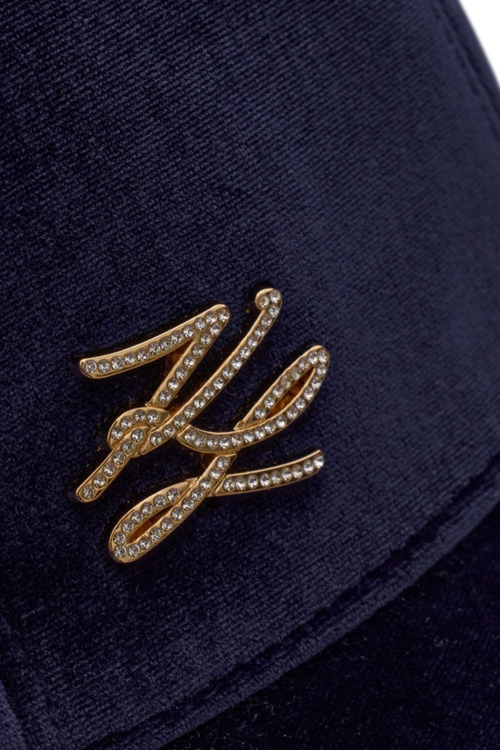 KARL LAGERFELD Navy blue Autograph Pin Velvet baseball cap
