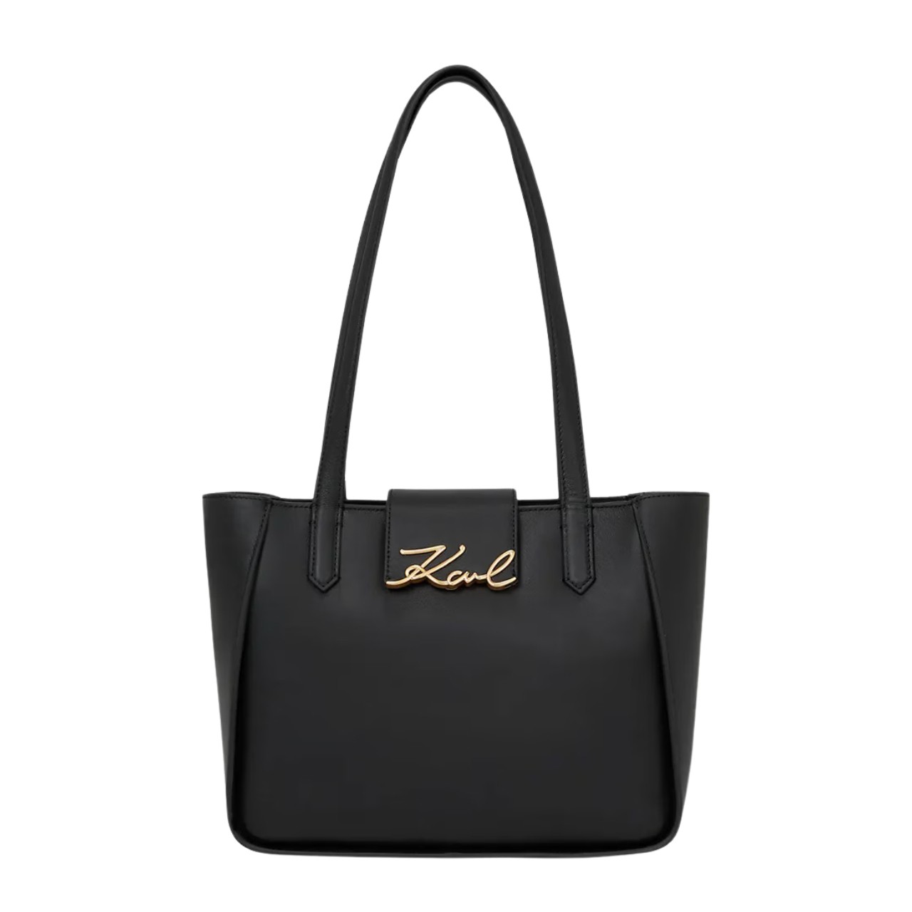 KARL LAGERFELD Чорна сумка-шоппер із золотим логотипом Signature