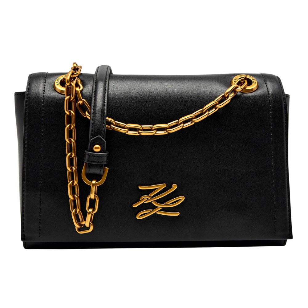 KARL LAGERFELD Чорна шкіряна сумка для листів з автографом