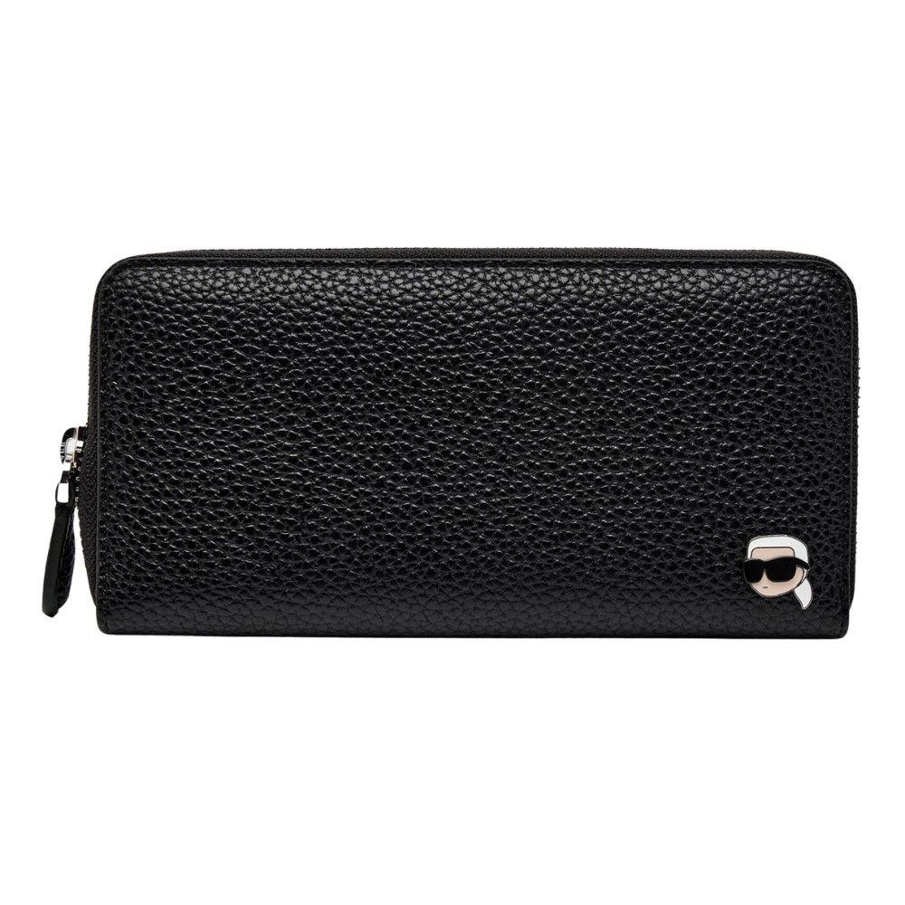 KARL LAGERFELD Black Ikon Pebble Pin Cont Wallet