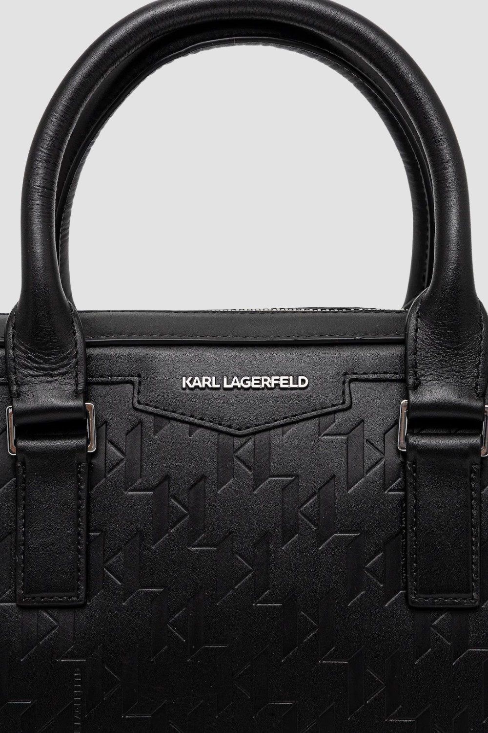 KARL LAGERFELD Servieta din piele cu monogramă neagră pentru bărbați