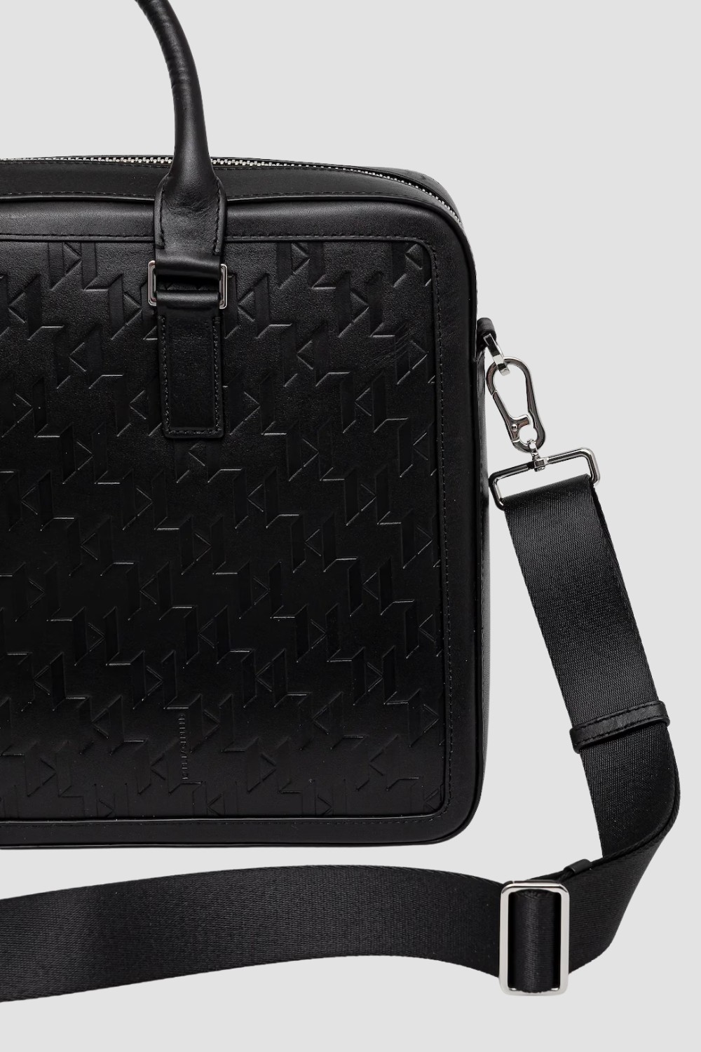 KARL LAGERFELD Servieta din piele cu monogramă neagră pentru bărbați