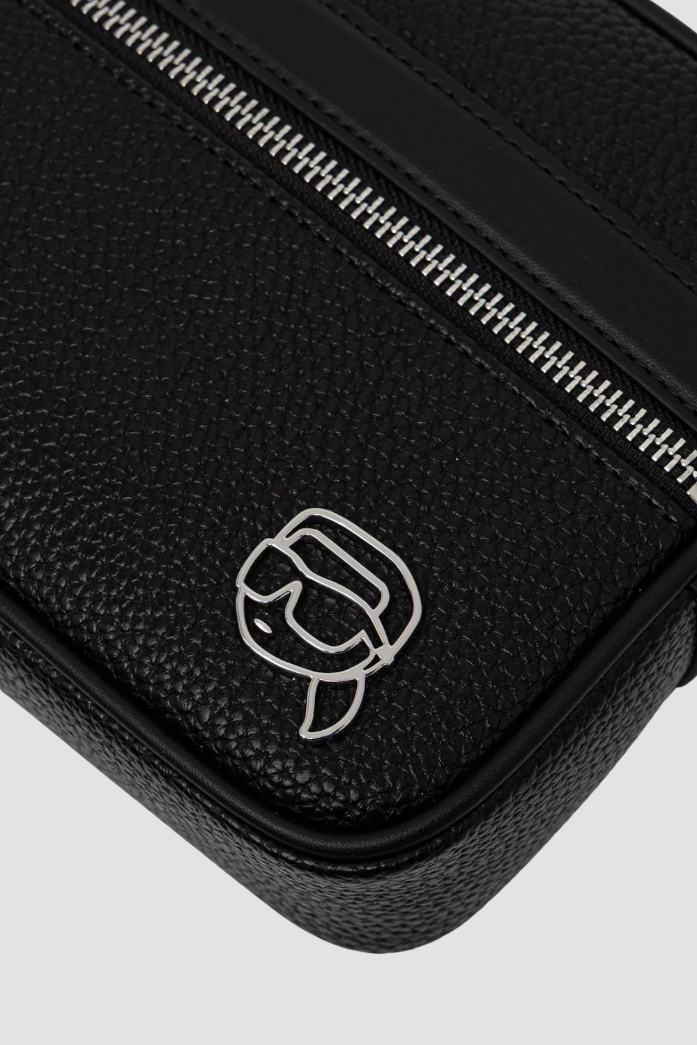 KARL LAGERFELD Czarna saszetka męska ze skóry ekologicznej z logo Ikon