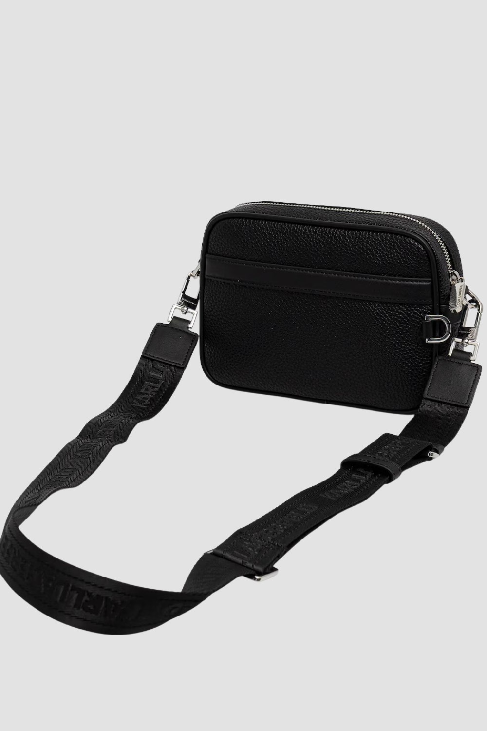 KARL LAGERFELD Czarna saszetka męska ze skóry ekologicznej z logo Ikon